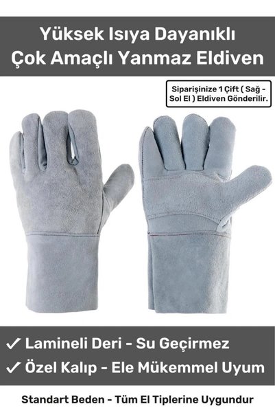 Astrid T Kaliteli Isıya Dayanıklı Yanmaz A Kalite Su Geçirmez Ergonomik Pütürlü Kaymaz İş Çok Amaçlı Deri