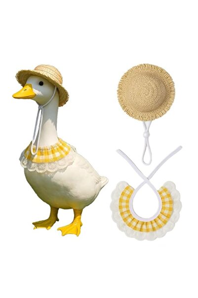 Generic Porch Goose Summer Outfit, Yellow Plaid Clothes with Bib and Hat for ...