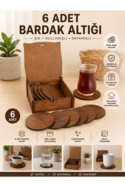 KUTULU 6LI BARDAK ALTLIĞI