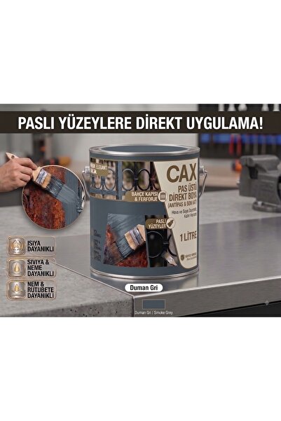 caxcolors CAX Pas Üstü Direkt Uygulanan Antipaslı Sentetik Metal Boyası 1 Lit...