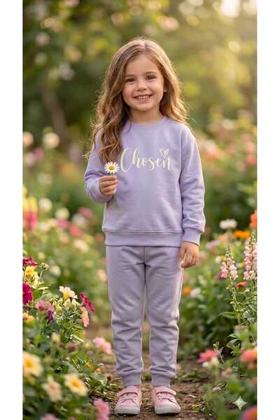 tuma collectıon Girl's Tracksuit Set Sweatshirt Bottoms Cotton Two Yarns Seas...