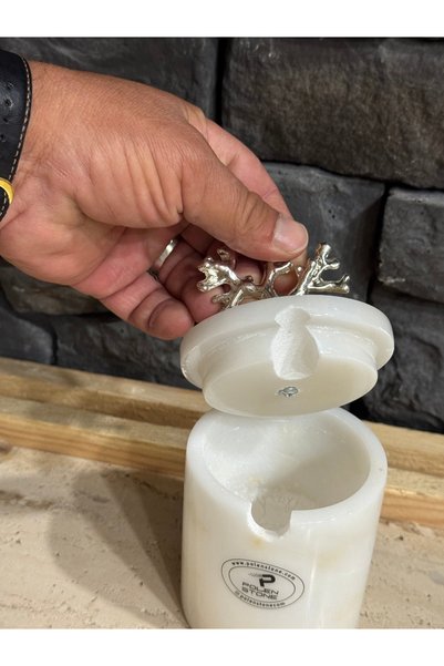 Polen Stone وعاء توابل من الرخام الأبيض الطبيعي