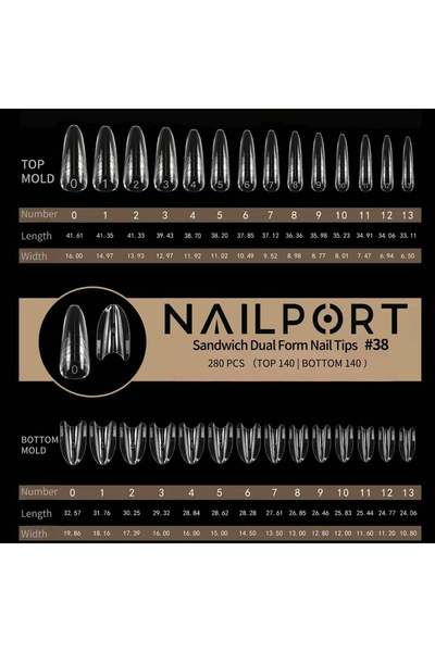 nailport Badem (Almond) Protez Tırnak Sandwich Dual Üst Form Jel Polygel Acrygel - Akrijel ve Polijel İçin Du