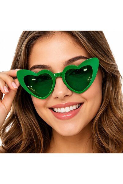 Marsilyan Green Heart Shaped Party Glasses Ilkelgrp-Mrs342