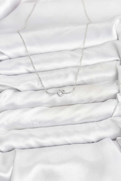 online kapsulavm avm alışveriş Brass Silver Color Knot Heart Model Women's Ne...