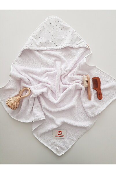 ib ilkimbebe Baby Bath Towel with Hood, 100% Cotton, Newborn Product 80X80 cm