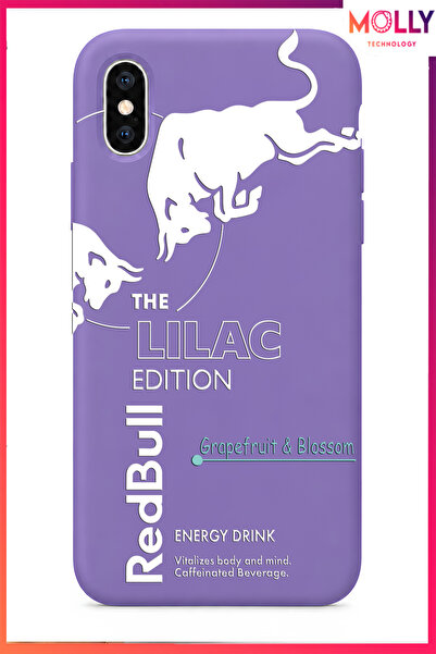 Molly iPhone X/XS İçin Lavanta Redbull The Lilac Edition Desenli İçi Kadife S...