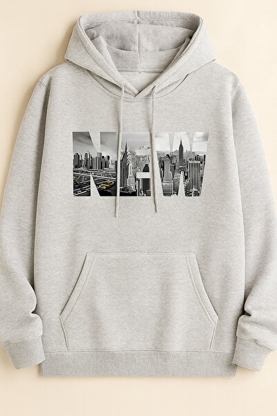 JANTIL MODA Unisex Oversize 3 Threaded Φούτερ με κουκούλα με τσέπη καγκουρό σ...