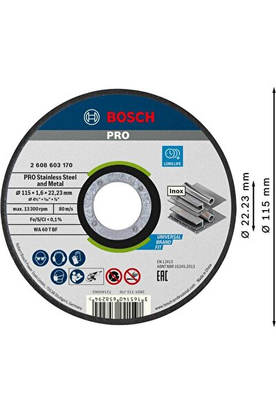 OEM Режещ диск от неръждаема стомана, Bosch Professional PRO WA 60 T BF, 115 ...