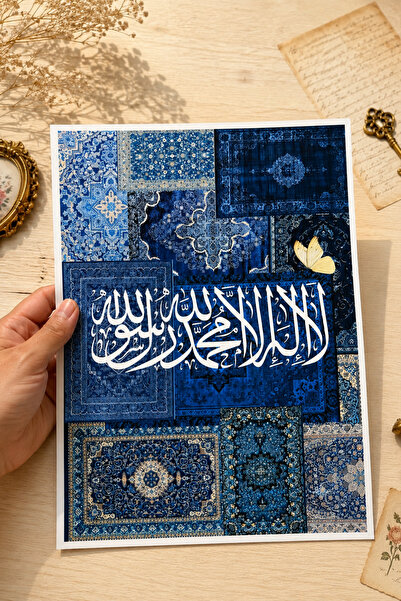 stickybloom Ultra Parlak Mavi Etnik Desen Halı Sticker Kolajı Scrapbook/Stick...
