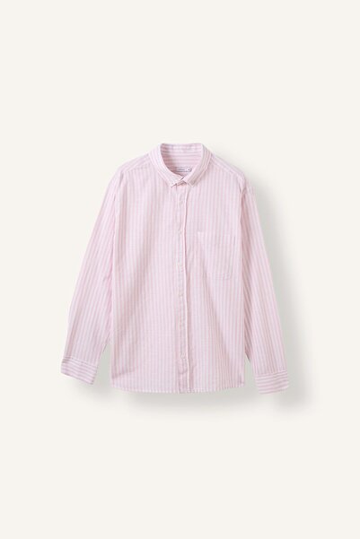 DeFacto Cotton Regular Fit Classic Collar Pocket Striped Long Sleeve Shirt I6...