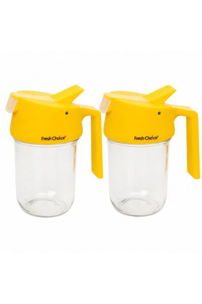 Fresh Choice TWES039 Glass Honey Syrup Dispenser Jar 2-Piece Bundle 2 x 350 m...