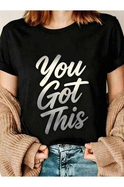 9JY تي شيرت نسائي كاجوال تحفيزي بطباعة "You Got This" للارتداء اليومي، هدية م...