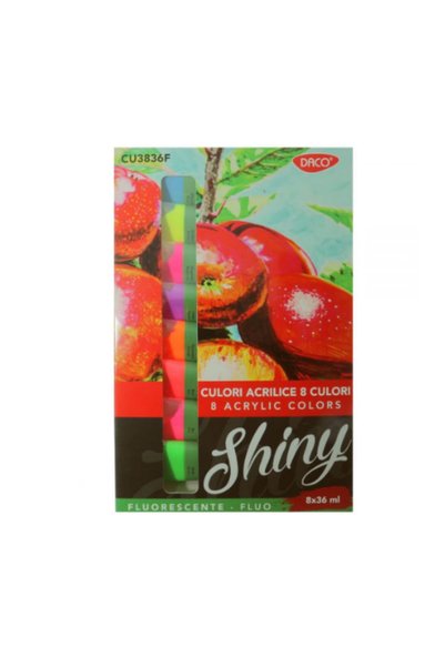 daço Set de culori acrilice fluorescente Daco, 8 tuburi, 36 ml, culori asortate
