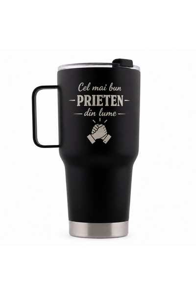 Generic Brand Termos Personalizat cu Mesaj 850 ml, Inox, Negru Mat, Gravură L...