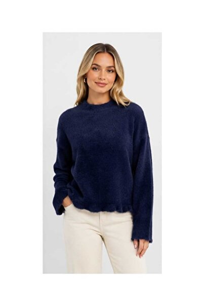 BELLA VESTE ATELİER Women's Soft Textured Fuzzy Knitwear Sweater Half Turtlen...