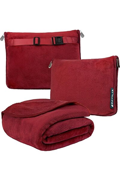 GENERAL Travel Blanket with Soft Pillowcase, Compact Blanket for Airplane, Ro...
