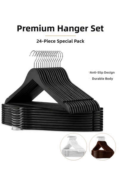 rebornis 24 Pieces of Plastic Clothes Hangers – Durable Thick Hanger Set, Unb...