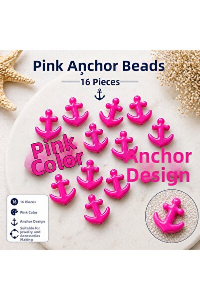 By MO Accessories 16 قطعة من الخرز الفوشيا مرساة تصميم المجوهرات مادة قلادة سوار