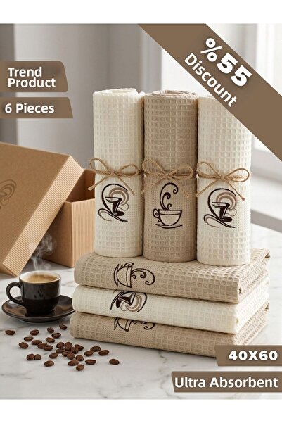 Papillon Pauză de cafea |   Set de 6 cârpe de bucătărie 40x60 |   Brodat |   ...