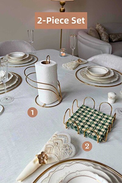 Edora Home Σετ 2 τεμαχίων Φωτεινό χρυσό θήκη χαρτοπετσέτας Swan, τετράγωνη θή...