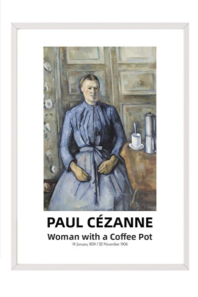 Postifull Paul Cézanne - Femeie cu o cafetieră, Tablou în ramă albă, Seria de...
