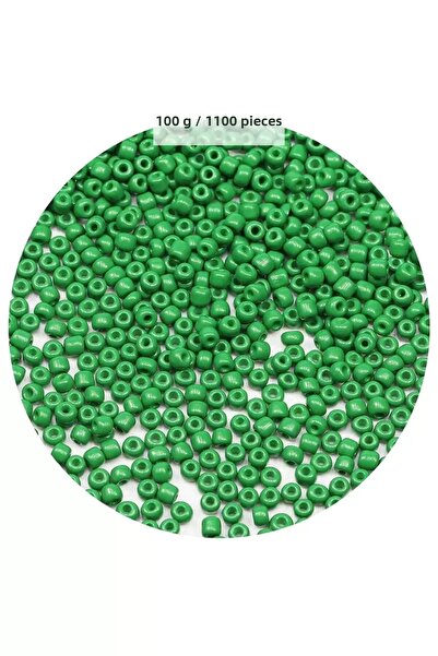 Mestore Opaque Green Color 4 mm Approx 1100Pcs / 100 Grams Glass Beads Needle...