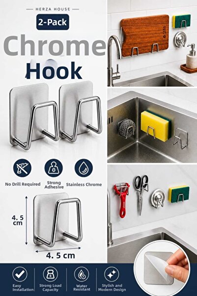 Herza House 2-Pack Inox Dish Sponge Stand - Professional Kitchen Hanger
