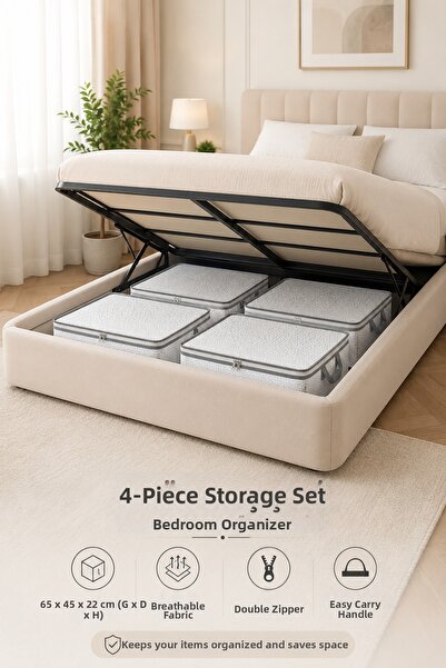 Çınar Ev Tekstil 4-Piece Large Size Storage Bag Set under Bed Organizer