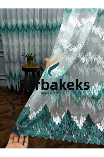 farbateks Harmony Zigzag Pattern Turquoise Light Dark Green Petro Colored Des...