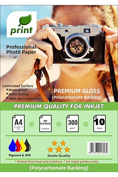 PRİNT A4 Premium Glossy Photo Paper 300 Gr 10 Sheets for Epson 103 L3252 Prin...