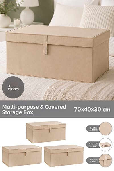 Meleni Home Set of 3 Mega Plus Storage Boxes - Multi-Purpose Organizer Storag...