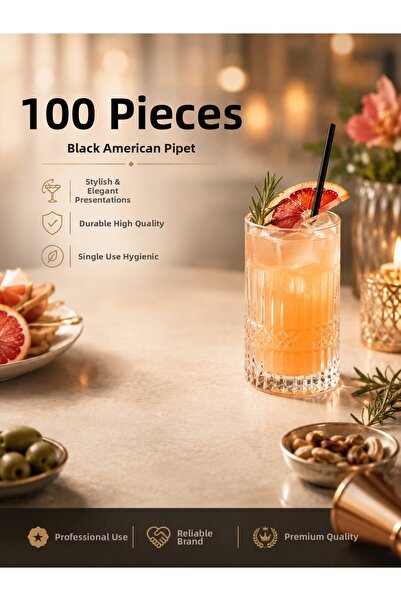 alenked مصاصات كوكتيل أمريكية ذات شعيرات رفيعة 100 قطعة