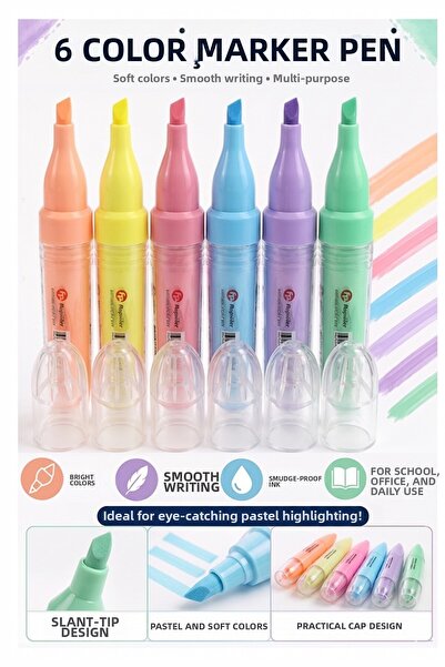 Artlantis Highlighter Pen 6 Colors 1 Pack Fixpoint P-5175 Pastel Colors 6 Col...