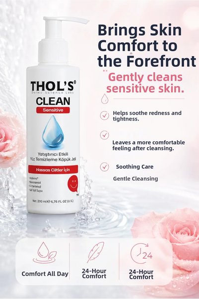 THOLS Tb5 Soothing Niacinamide and Panthenol Barrier Support Face Wash Gel for Sensitive Skin - 200 ml