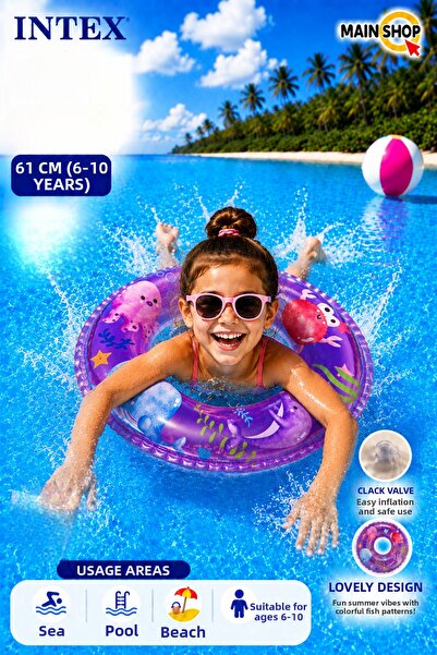 MAİN SHOP Intex Transparent Printed Children's Sea Ring 61 cm 6-10 Years - 3 ...