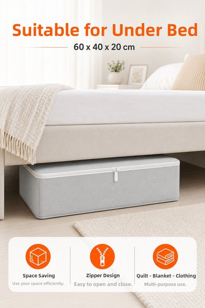 Arkhelais Storage Bag under Bed Storage Bag Zippered Quilt Blanket Clothing Organizer Box 60X40X20 cm 1 Piece