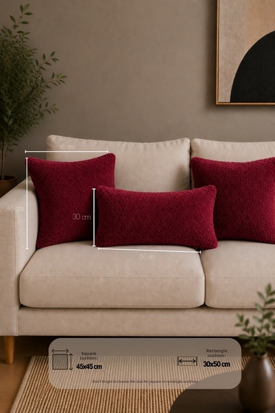 Mislina Home غطاء وسادة وغطاء وسادة مزخرف بوهيمي مقاس 30×50 سم بلون أحمر داكن...