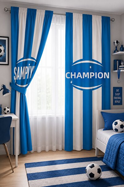Bebişim Halı Blue and White Champion Fan Children's Room Double Winged Backgr...