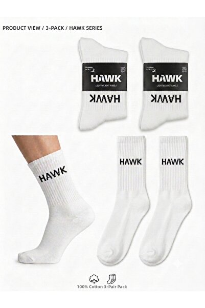 HAWK Women's White Cotton Tennis Model Sports Socks Socket Socks 2*3 Pack 6 P...