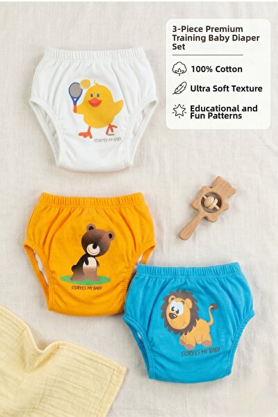 SeaPup Children's Baby Boy Patterned Cute 3-Piece Training Pants Leak-Proof A...