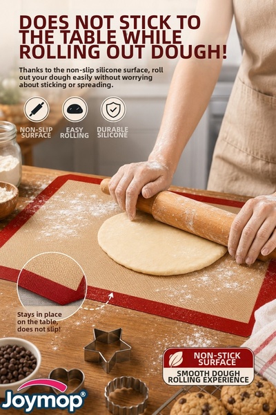 JOYMOP 40X30 cm Silicone Oven Mat – Non-Stick Dough Rolling and Baking Mat, Reusable
