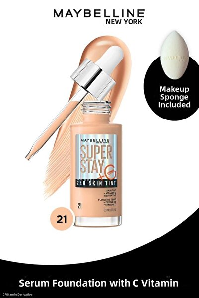 Maybelline New York كريم أساس سوبر ستاي سكين تينت - 21 إسفنجة مكياج