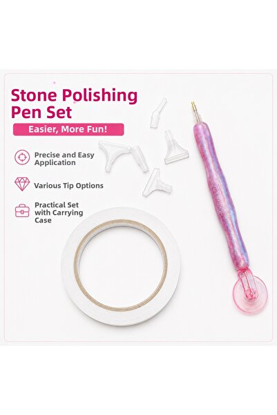iğne izi Stone Engraving Roulette Pen Set with 7 Different Replaceable Tips S...