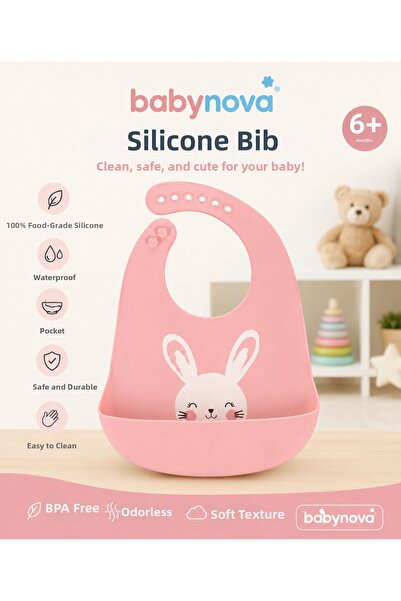 babyist Babynova Silicone Baby Bib with Adjustable Pocket, Bpa Free, 6+ Months