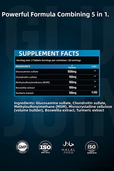 Grimsupps Glucosamine – Glukozamin, Chondroitin and Msm 60 Tablets