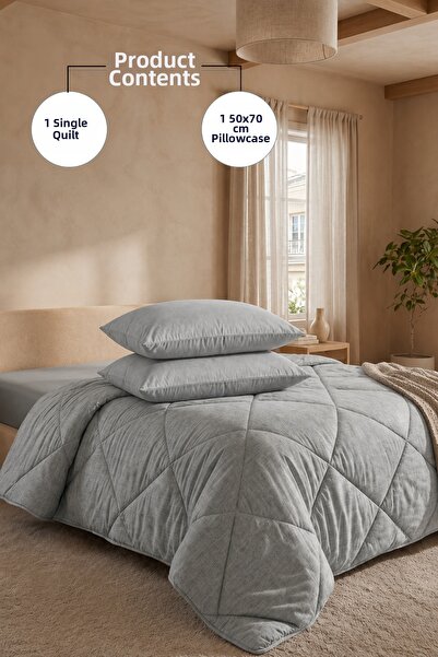 Formeya Anthracite Μονό Σετ Πάπλωμα και Μαξιλάρι 155*215 cm