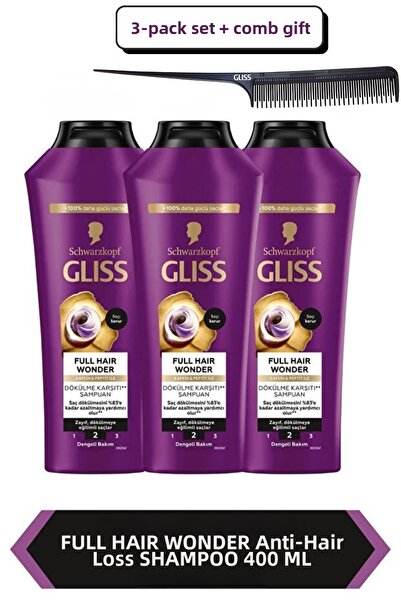 Gliss Full Hair Wonder Anti-Hair Loss Shampoo 400 Mlx3 Pieces