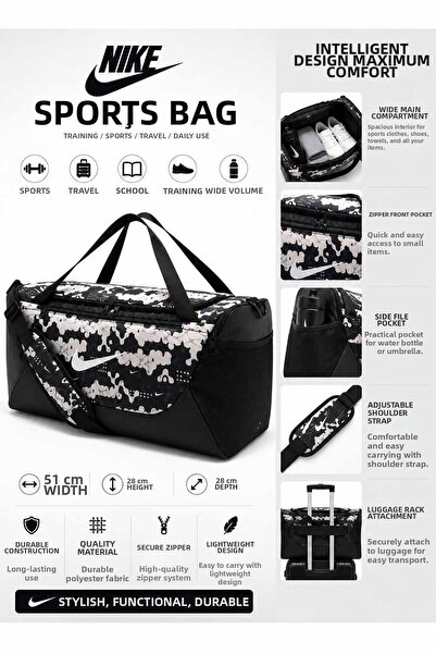 Nike Sports Bag Unisex 51X28X28 cm Training, Fitness, Travel and Daily Use Ba...