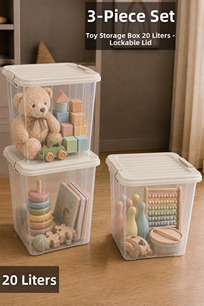 Meleni Baby 3-Piece Deep Toy Organizer - Lockable Storage Box Baby Room Organ...